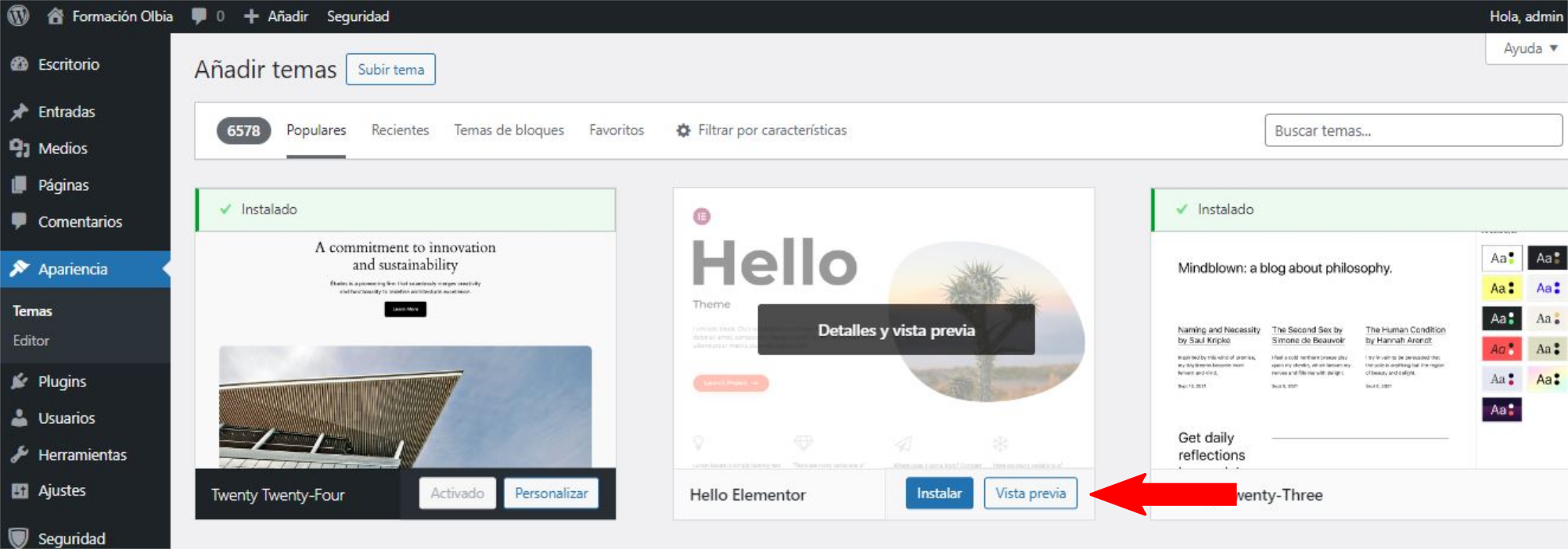 Temas en WordPress