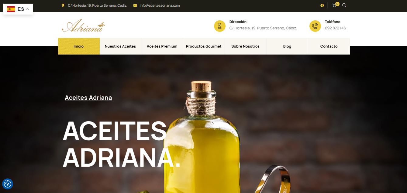 Diseño web de la marca Aceites Adriana