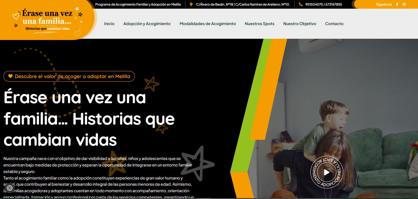 Web de la Asociación de Acogimiento y Adopción de Melilla