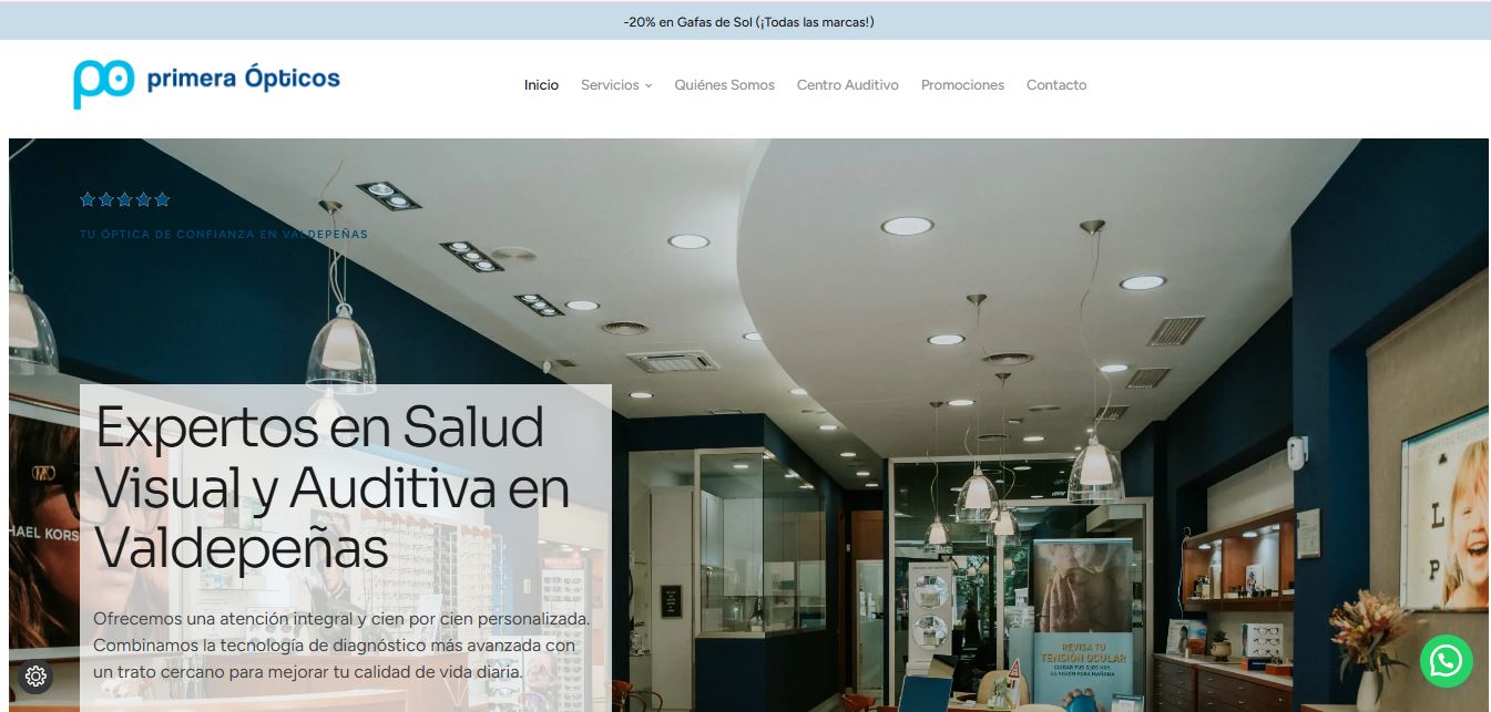Diseño de la web de Primera Ópticos Valdepeñas